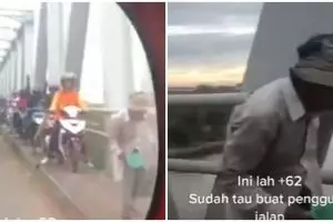 Nekat terobos trotoar, rombongan pemotor kena macet yang tak terduga