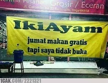 spanduk alasan toko libur nyeleneh pol © 2021 1cak.com