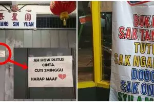 13 Spanduk lucu alasan toko libur ini absurdnya bikin mikir