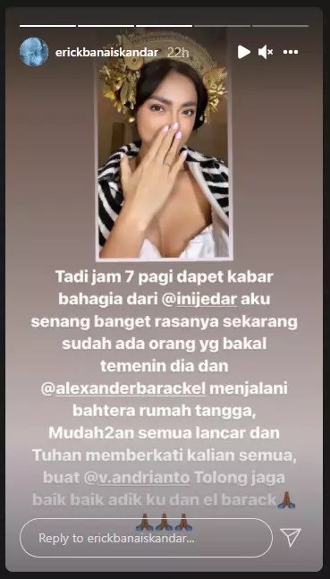 pesan Erick Iskandar pada Vincent Verhaag Instagram