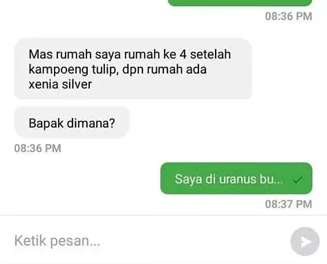 chat lucu driver ojek online ditanyain lokasinya © 2021 instagram.com