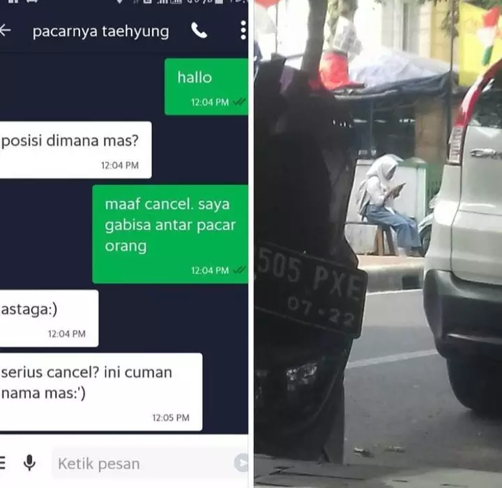 chat lucu driver ojek online ditanyain lokasinya © 2021 instagram.com