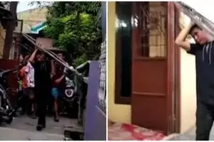 Ketahuan maling besi, seorang pria diarak dan dinyanyikan lagu