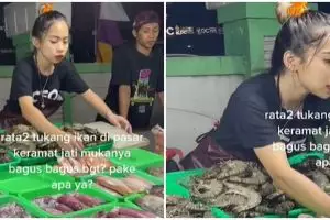 Heboh pedagang cantik pasar ikan, wajah glowingnya bikin pembeli iri