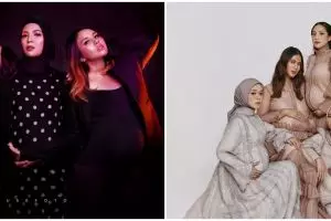 Gaya maternity shoot 7 geng seleb, Nagita Slavina & The Bumils kompak