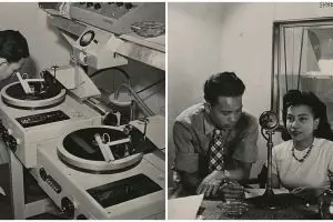 Potret jadul ruang siaran radio tahun 1948, gaya penyiarnya disorot