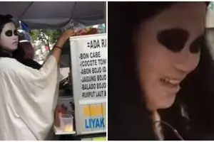 Viral penjual papeda pakai kostum kuntilanak, kisahnya menyentuh