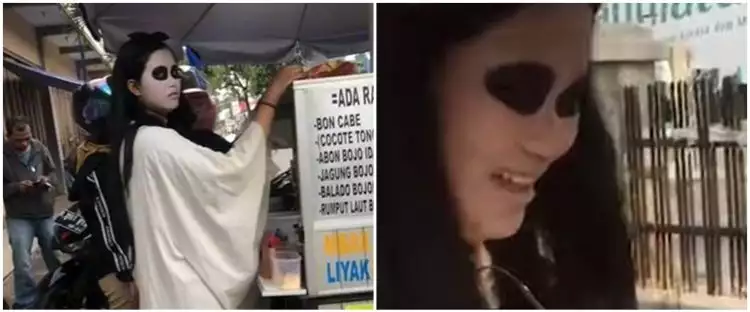 Viral penjual papeda pakai kostum kuntilanak, kisahnya menyentuh