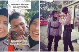 Sama-sama polisi, aksi ibu dan anak dinas bareng ini sweet banget