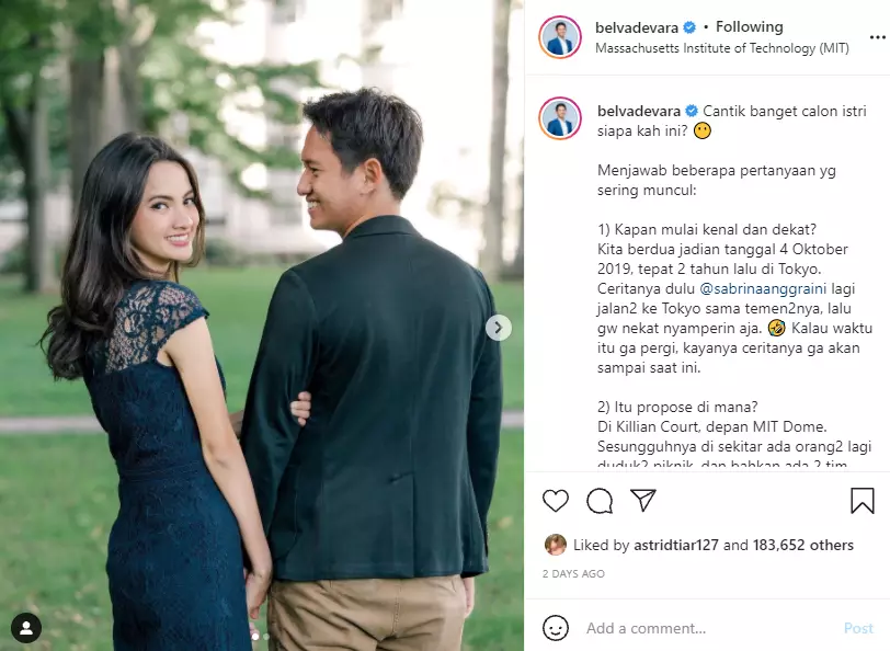 Belva Devara ungkap awal pertemuannya dengan Sabrina Anggraini Instagram Belva Devara ungkap awal pertemuannya dengan Sabrina Anggraini Instagram