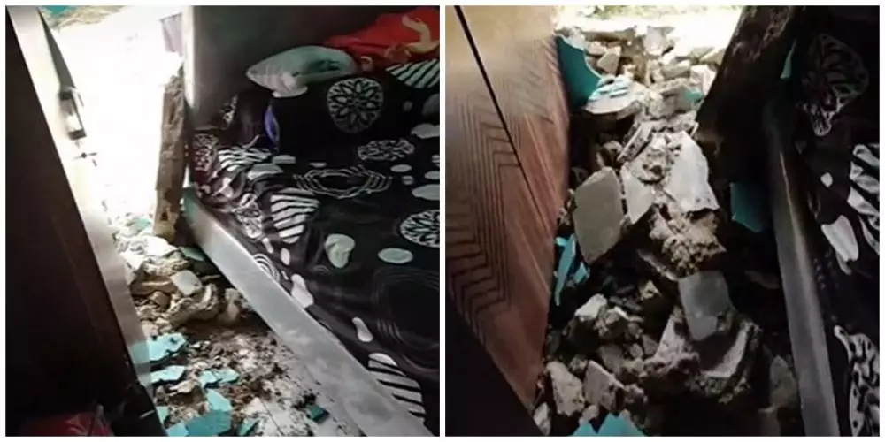 Rumah ambruk karena tertabrak mobil © TikTok Rumah ambruk karena tertabrak mobil © TikTok