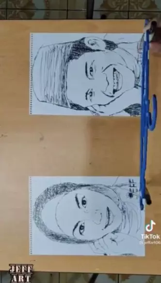 seniman ini lukis dua wajah legenda Malaysia gunakan hanger © 2021 TikTok