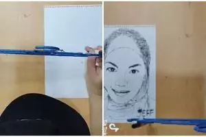  Seniman lukis 2 sosok legenda Malaysia pakai hanger, hasilnya memukau