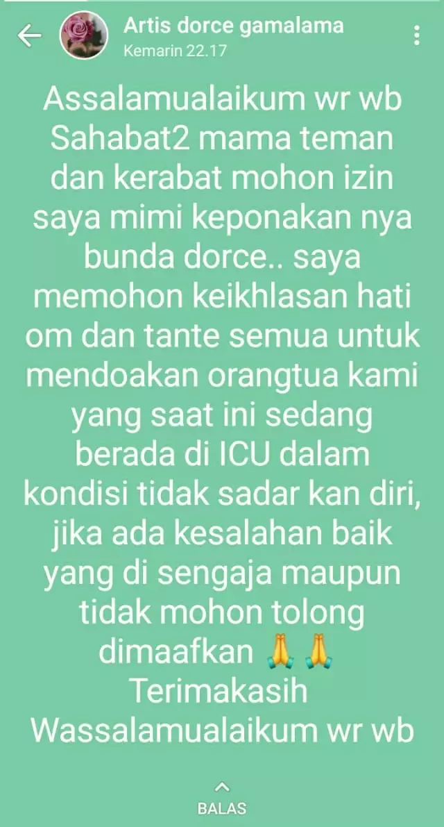 Dorce dilarikan ke ICU © Kapanlagi.com