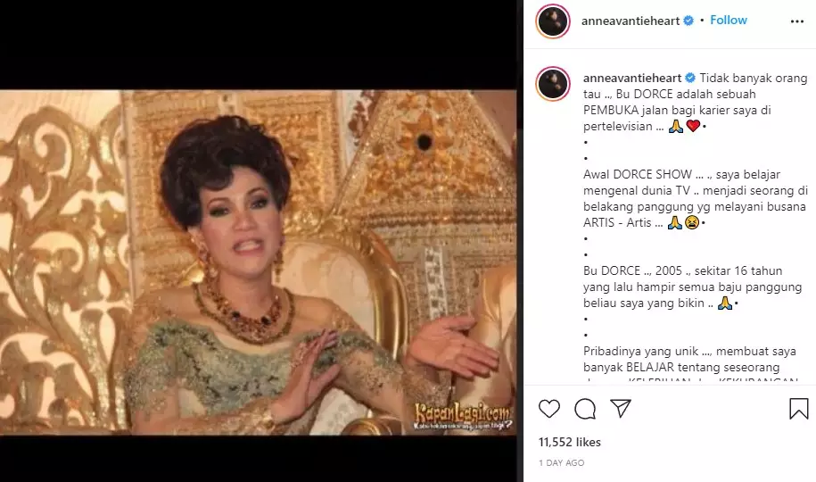 Anne Avantie ungkap jasa Dorce Gamalama dari berbagai sumber