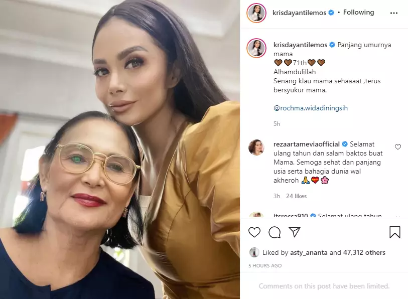 paras ibunda Yuni Shara bikin kagum Instagram