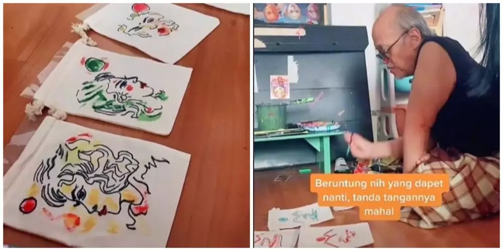 Souvenir hasil lukisan ayah © TikTok Souvenir hasil lukisan ayah © TikTok