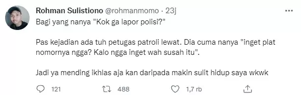 Curhatan pilu pedagang jadi korban tabrak lari © 2021 Twitter