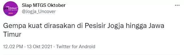 Gempa 4.8 mag guncang pesisir Yogyakarta © berbagai sumber