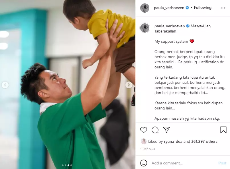 Paula tulis pesan bijak Instagram