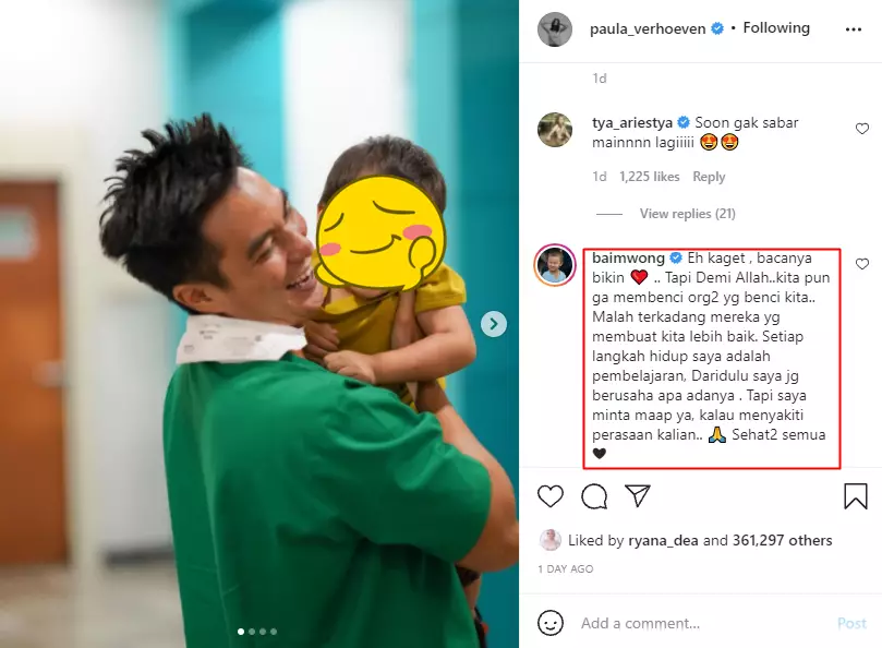 Paula tulis pesan bijak Instagram