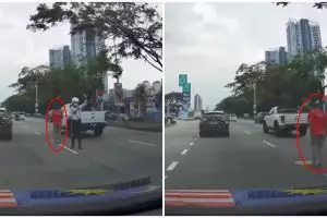 Viral pria salat di tengah jalan, polisi turut kawal lalu lintas