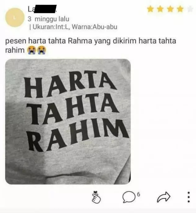 pembeli komplain gara-gara salah tulisan di baju © 2021 instagram.com