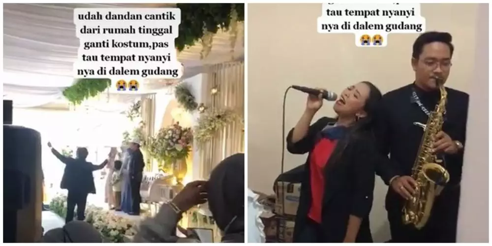 Penyanyi pernikahan di dalam gudang © TikTok