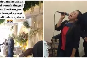 Bukannya di depan undangan, penyanyi nikahan diminta pentas di gudang