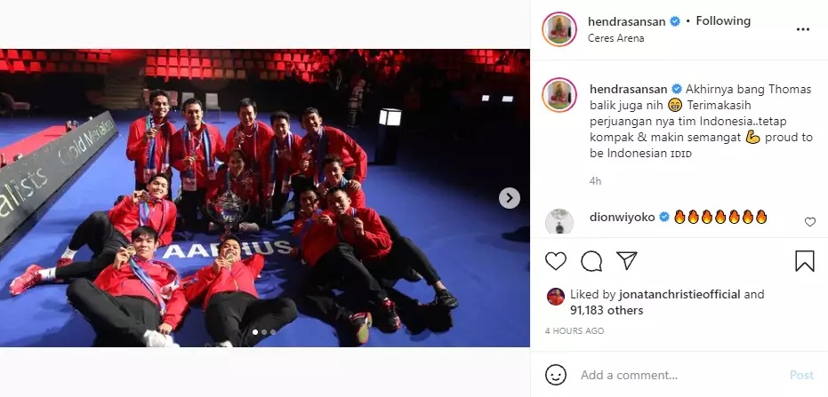 ungkapan Hendra Setiawan Instagram