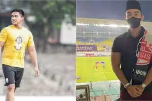 Gaya nyeleneh Kaesang pakai sarung saat beri dukungan Persis Solo