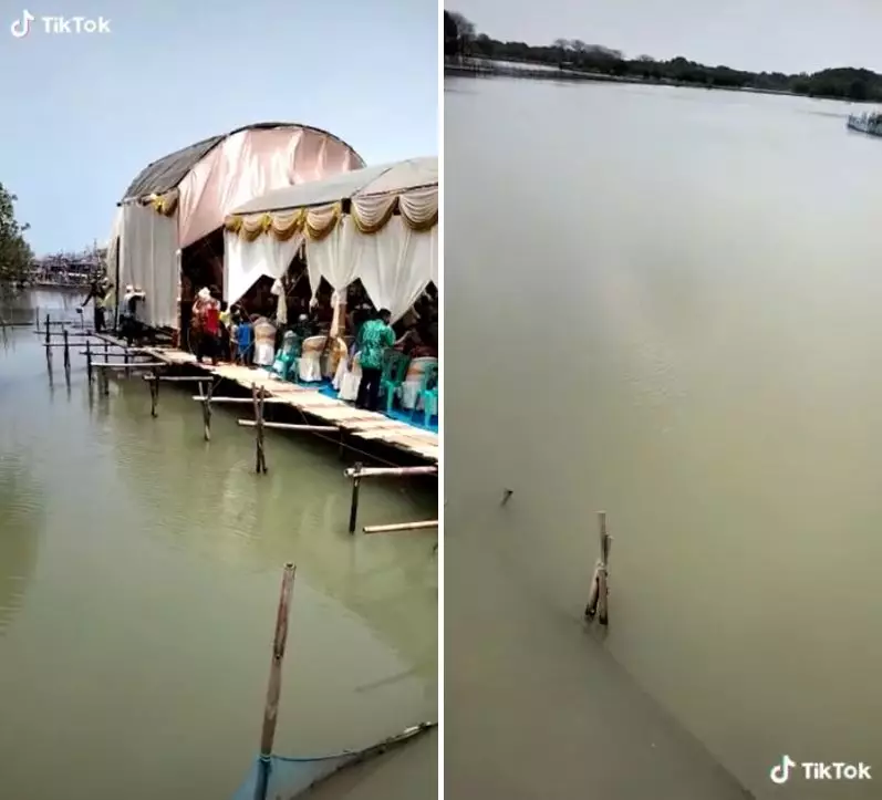 lokasi pesta di atas danau © 2021 brilio.net