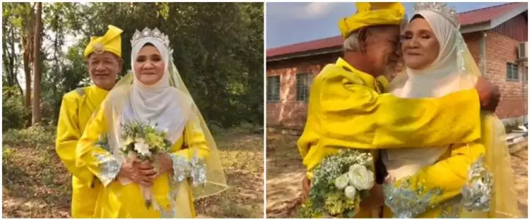 Rayakan anniversary ke-53, pasangan ini dandan pakai baju pengantin