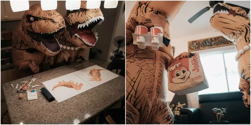 Prewedding dengan kostum dinosaurus © Istimewa Prewedding dengan kostum dinosaurus © Istimewa