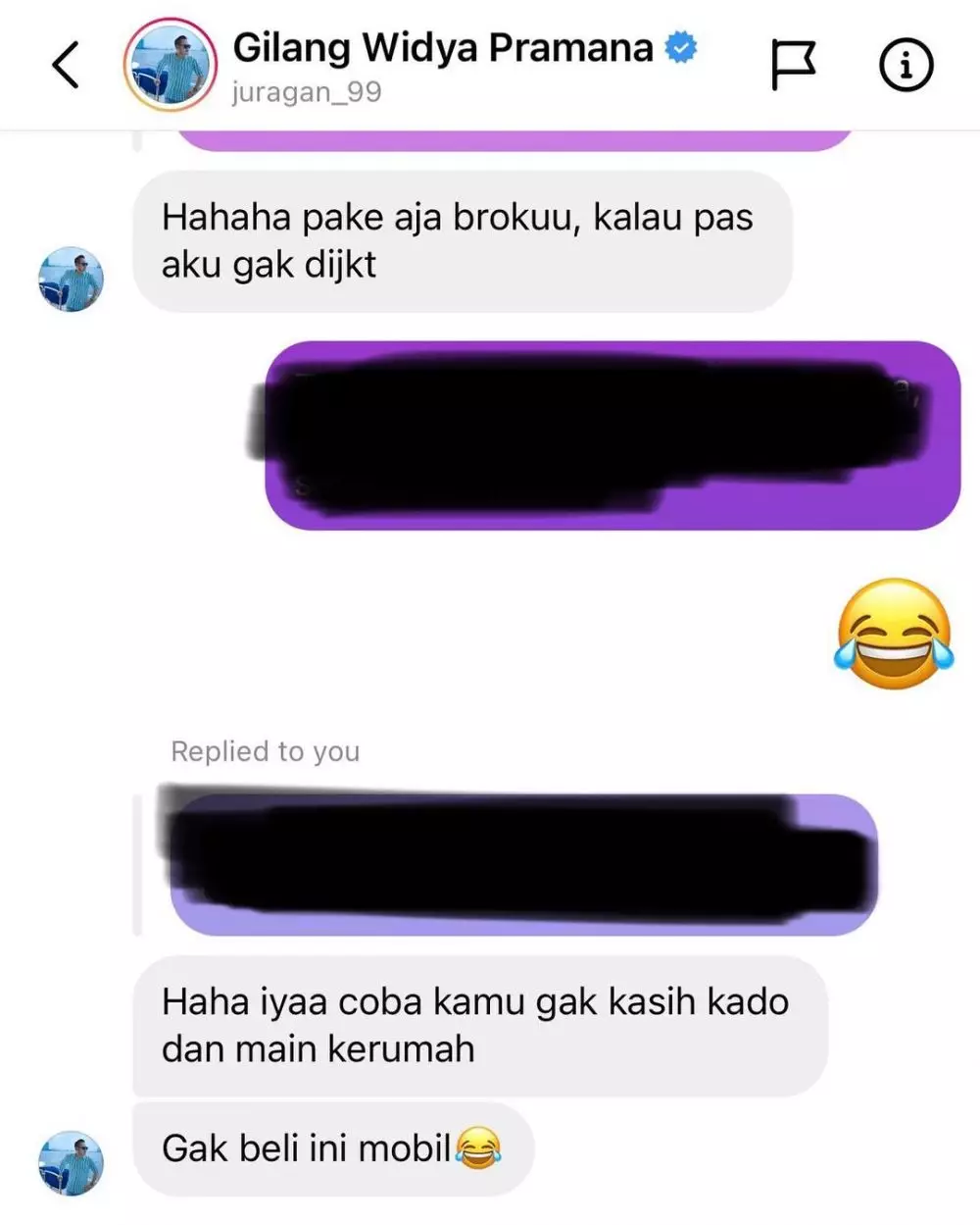 Cerita Gilang Juragan99 beli mobil © 2021 Instagram
