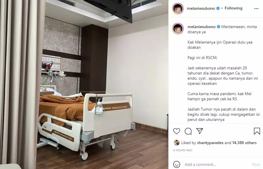 Melanie Subono jalani operasi pengangkatan © 2021 Instagram