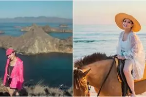 9 Padu padan outfit Nagita Slavina saat ke pantai, bisa jadi inspirasi