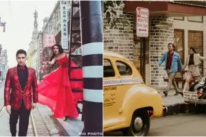 Gaya prewedding street style 8 seleb, Chelsea Olivia pose di Shanghai