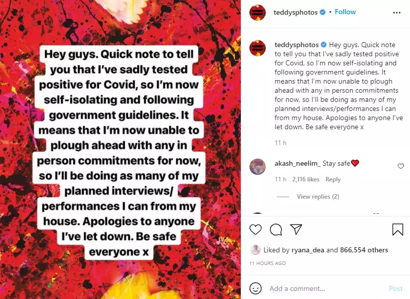 Ed Sheeran akan tampil virtual dari tempat isolasi © 2021 Instagram