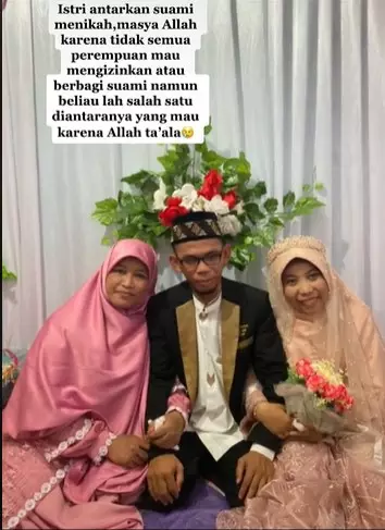 Momen istri antarkan suami menikah lagi © Facebook