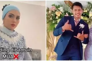 Gelar resepsi pernikahan tanpa MUA, wanita ini makeup dibantu suami