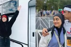 7 Potret liburan Ayudia dan Ditto di Amerika, ikut lari maraton