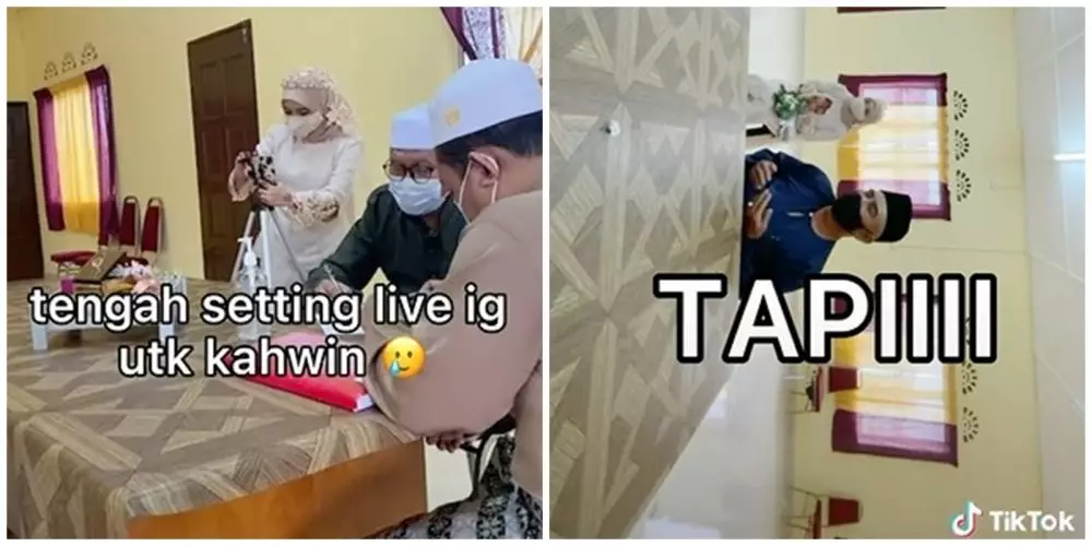 Momen nikah dengan filter monyet © TikTok Momen nikah dengan filter monyet © TikTok