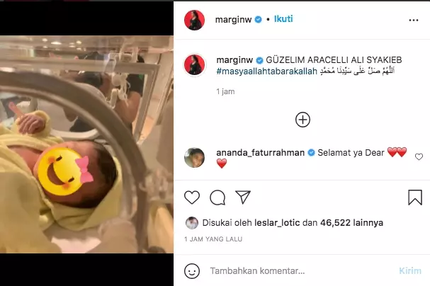 margin lahiran anak pertama © 2021 Instagram