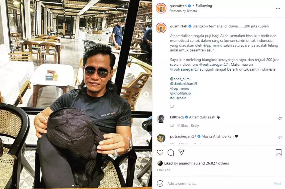 blangkon Gus Miftah laku Rp 200 juta Instagram
