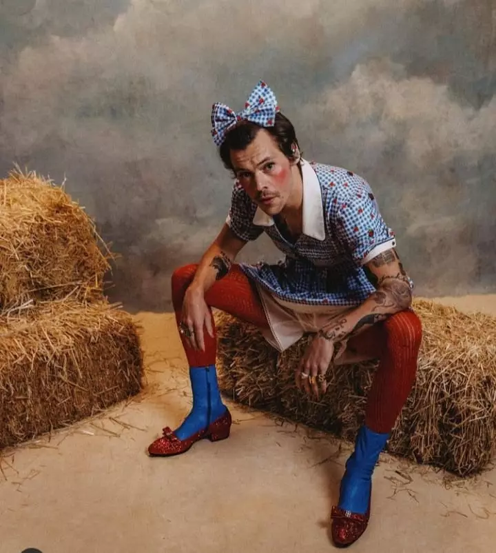 potret Harry Styles kenakan rok di pemotretan Berbagai sumber 