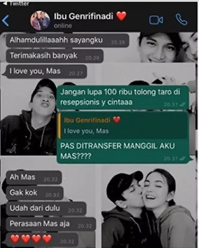 Nama kontak istri seleb di handphone © Instagram