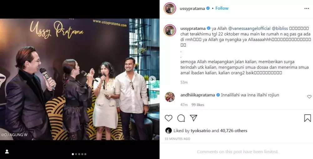 Ungkapan duka rekan artis atas kepergian Vanessa Angel © berbagai sumber