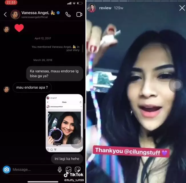 kenang dapat endorse gratis dari Vanessa Angel  © 2021 brilio.net