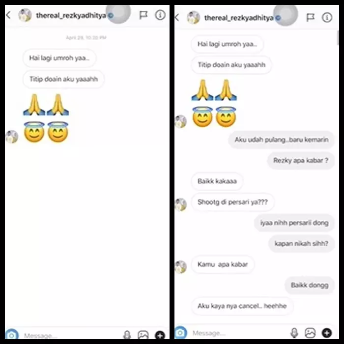 chat seleb saat PDKT © 2021 berbagai sumber